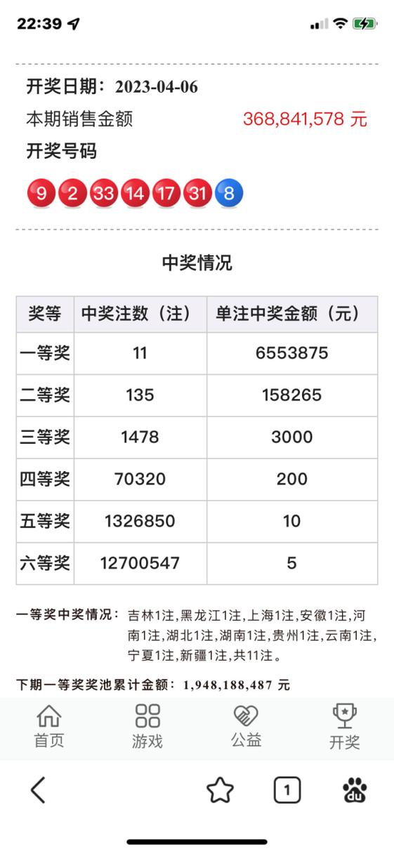 双色球结果开奖号码